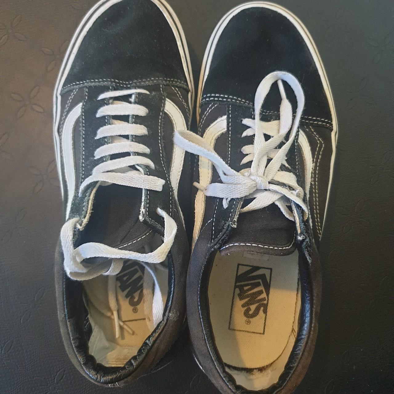 Black and white vans shoes size 9. Good used... Depop