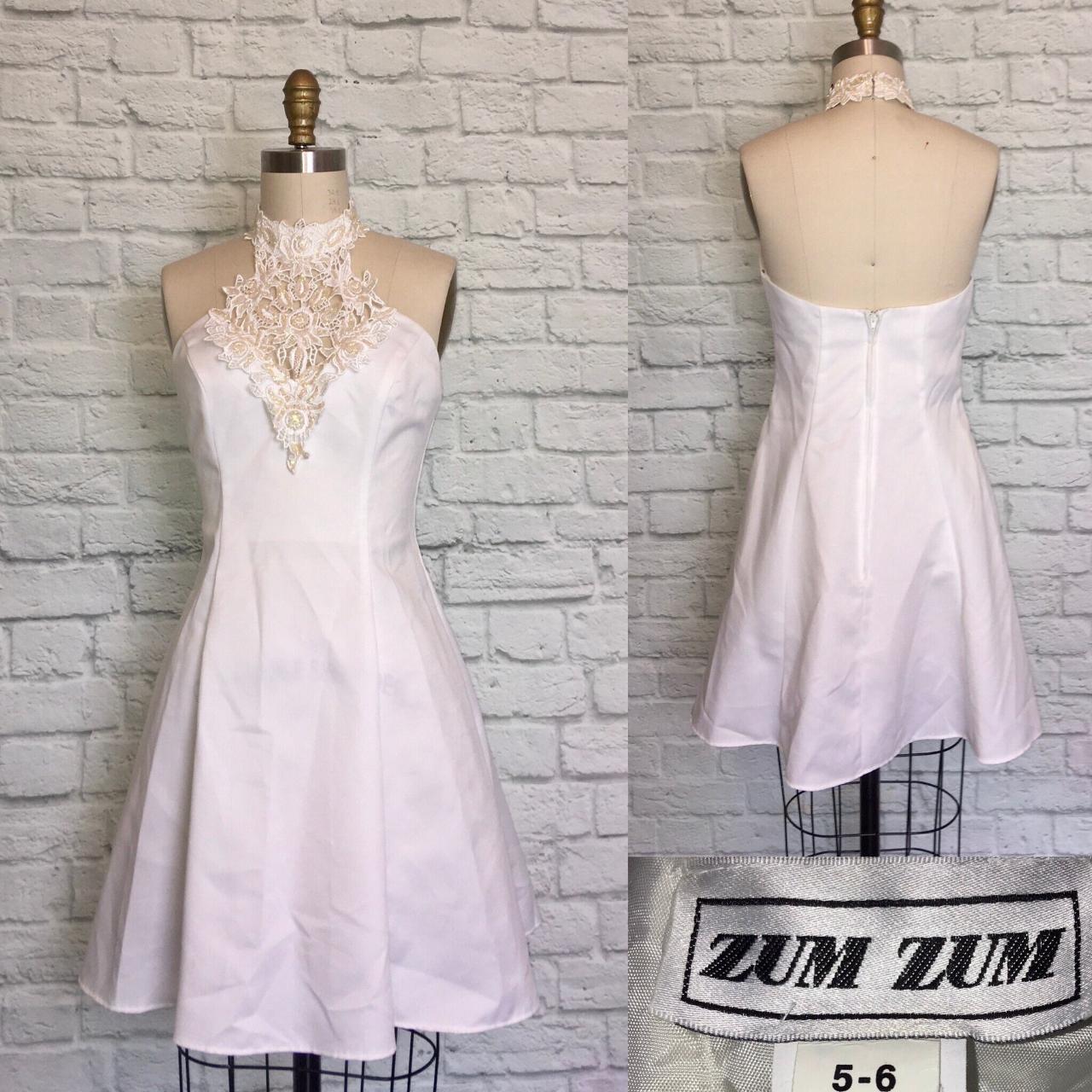 Vintage Prom Dress Short Cream