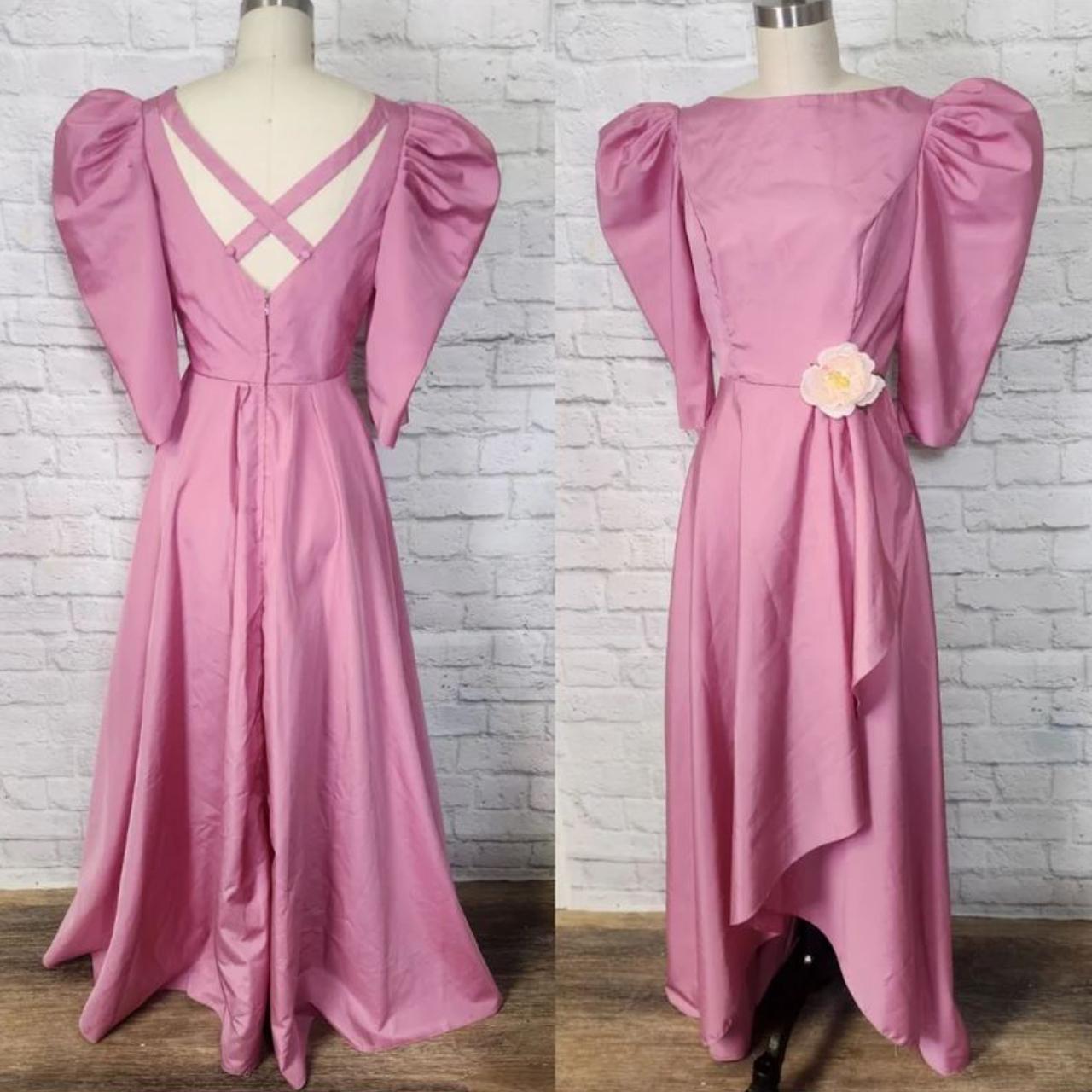 80s prom dress, taffeta, big puff short sleeves.... - Depop