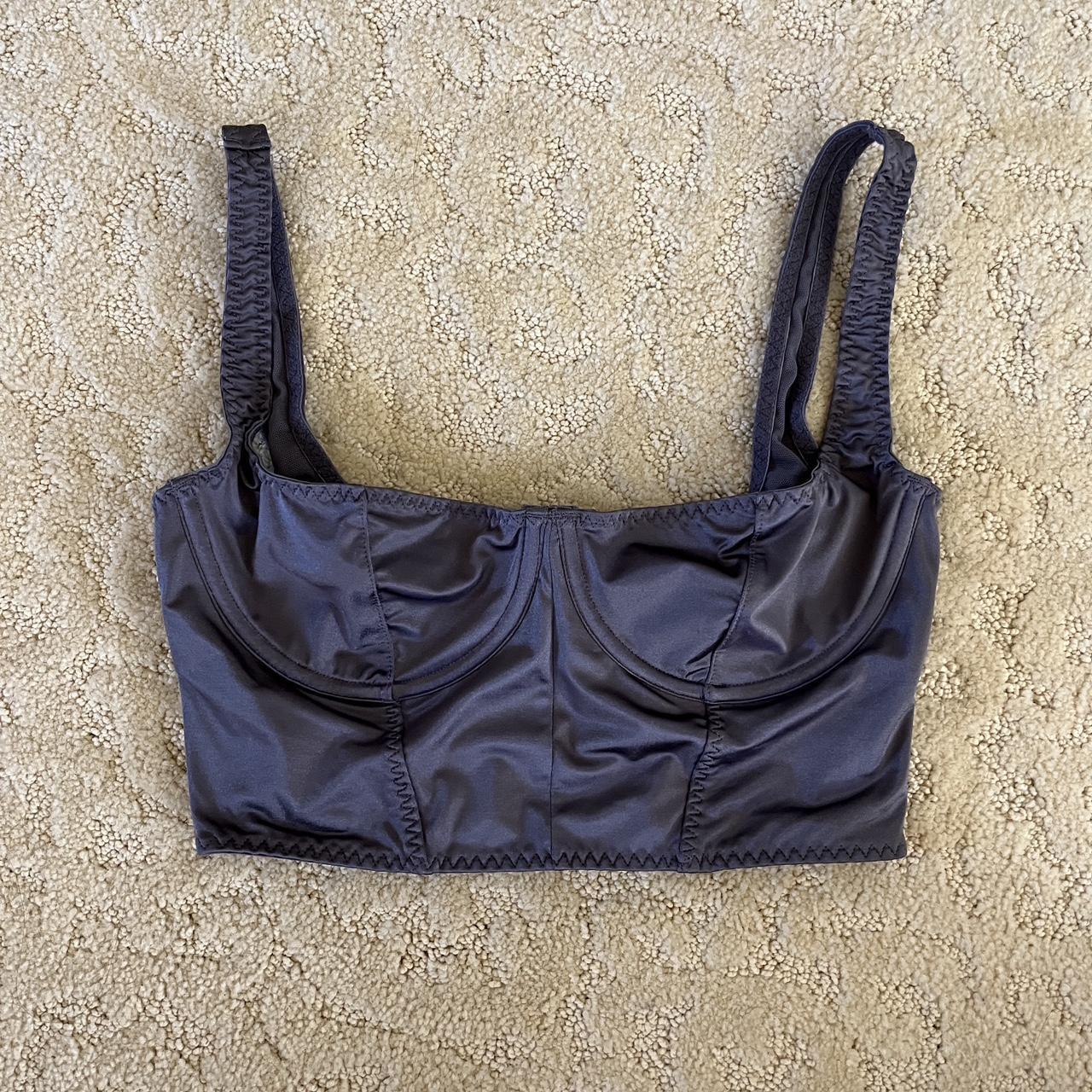 skims stretch satin corset in armor,