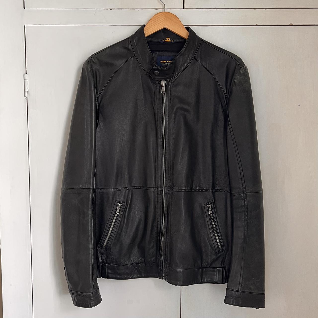 Rare vintage zara biker moto racing jacket in lamb... - Depop