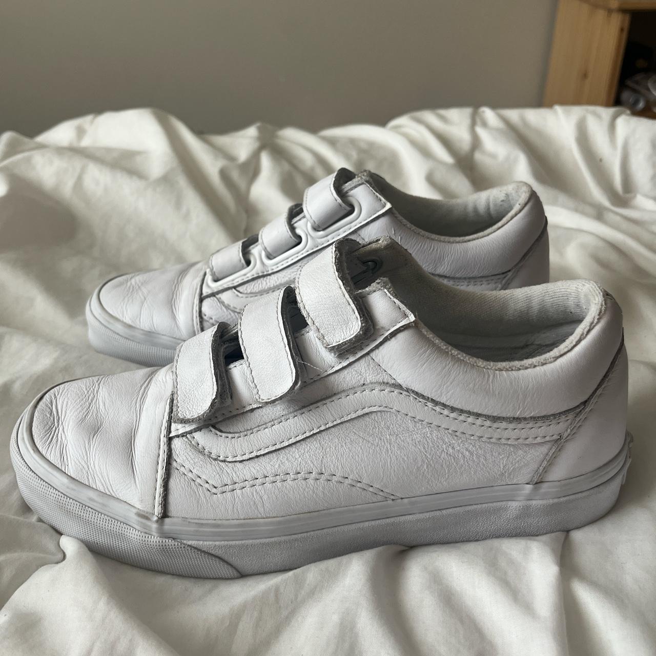 Leather on sale velcro vans