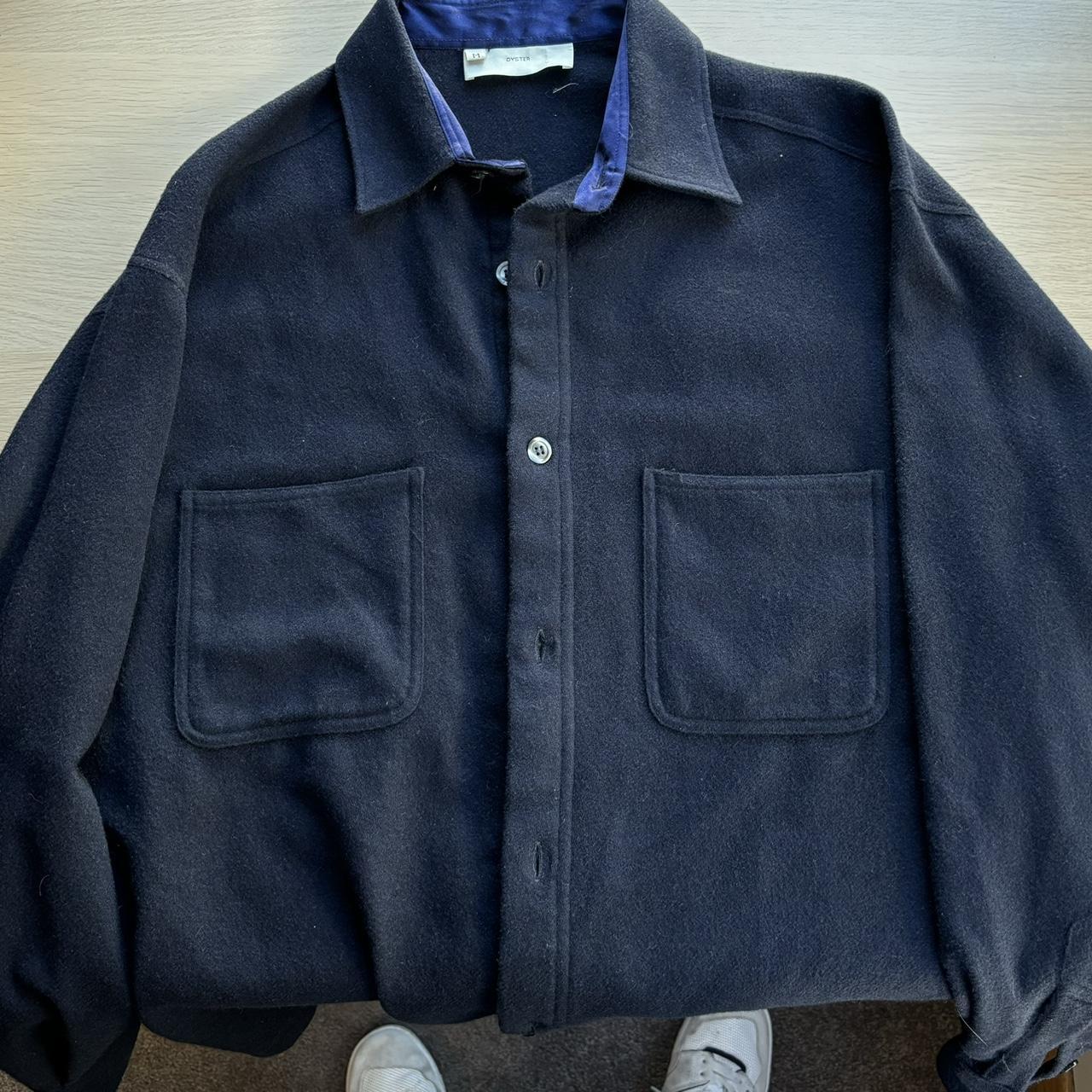 💙 Vintage dark navy button up/jacket Super cozy... - Depop