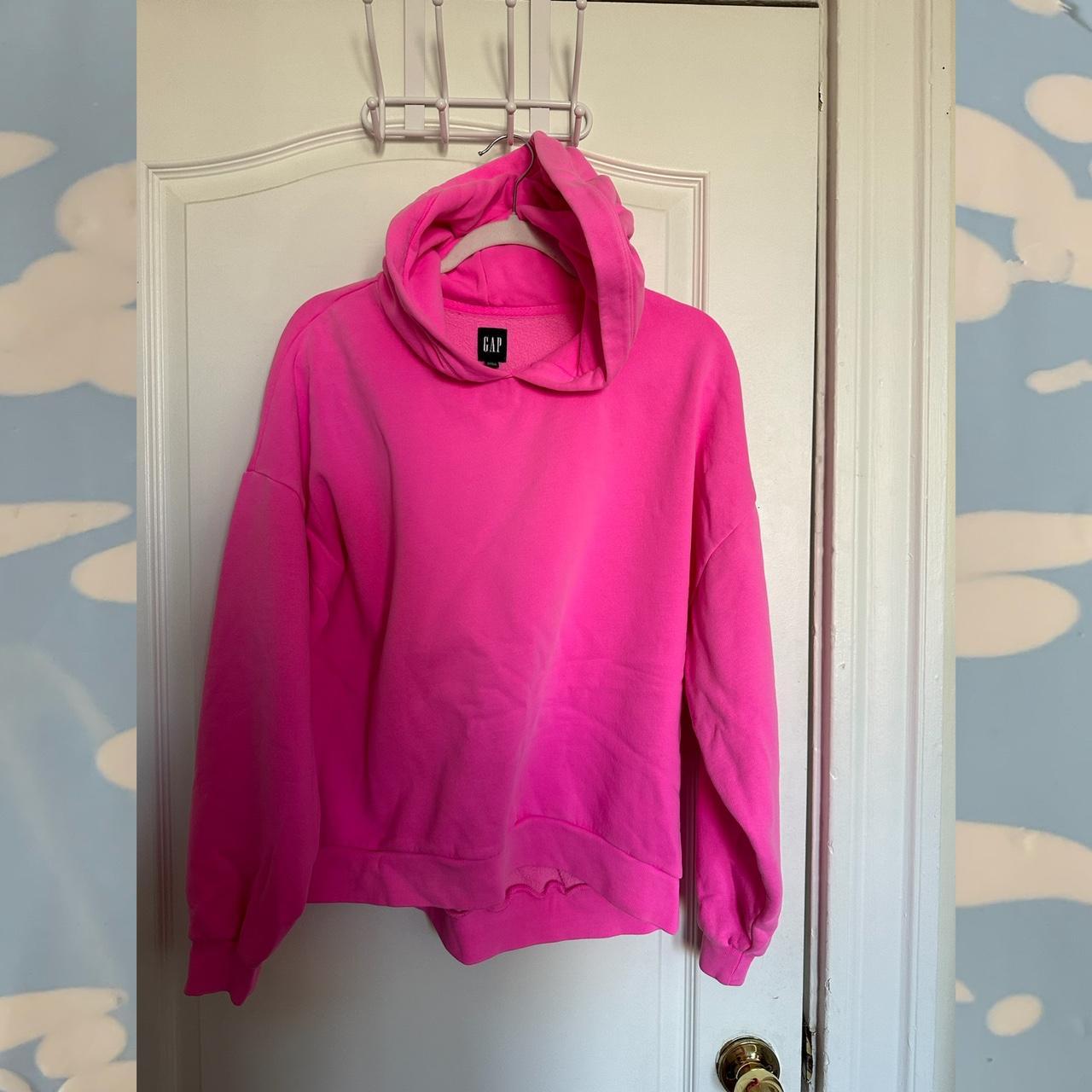 gap neon pink cropped hoodie. shrunken medium so... - Depop