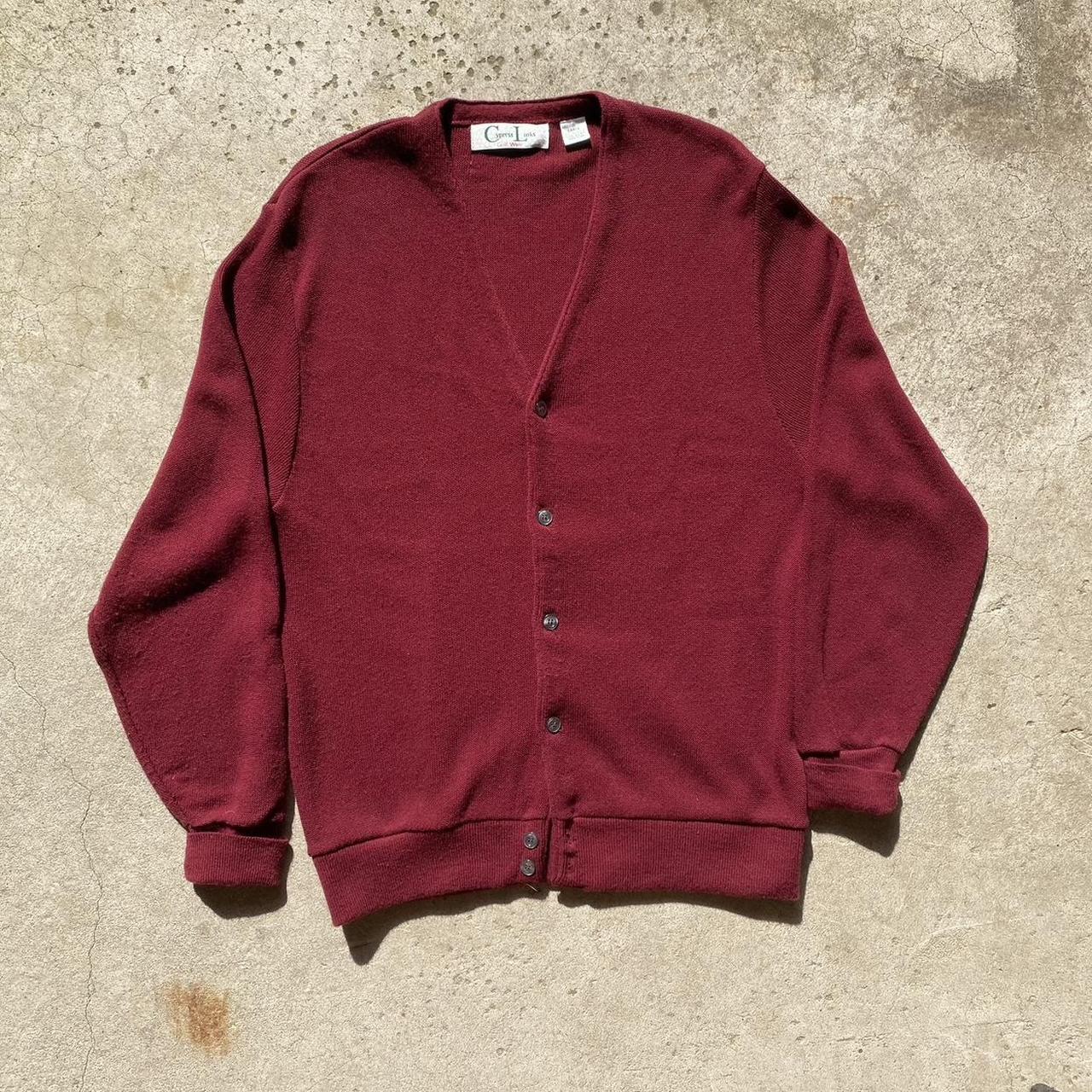 American Vintage Men's Burgundy Cardigan Depop
