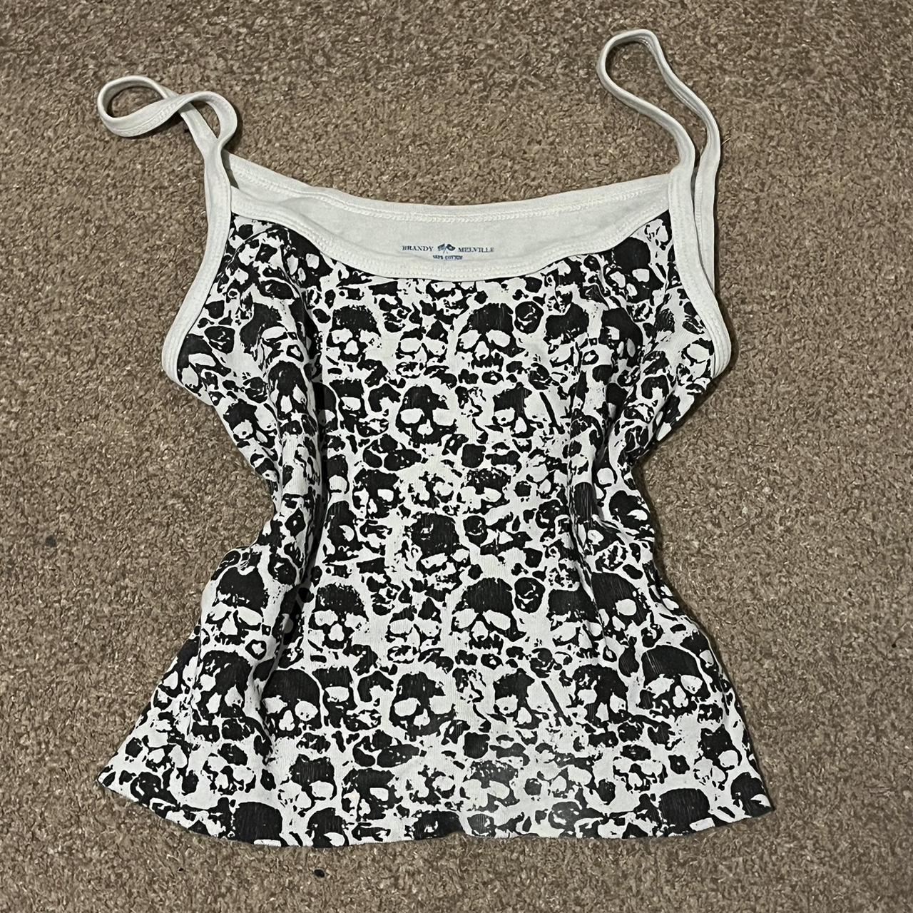 brandy melville skull vest top🏴‍☠️ Depop
