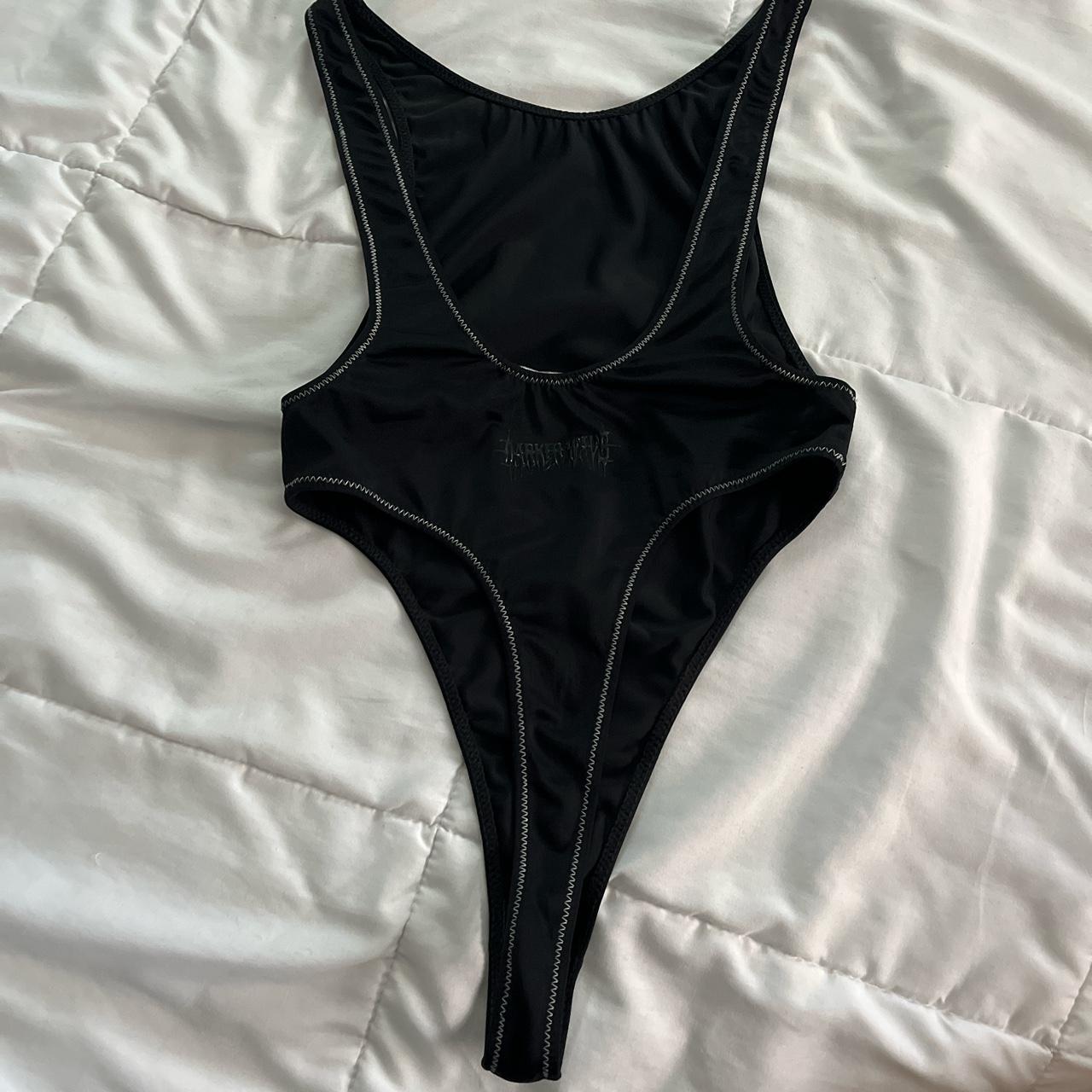 Darker wave high cut bodysuit in a size small... - Depop