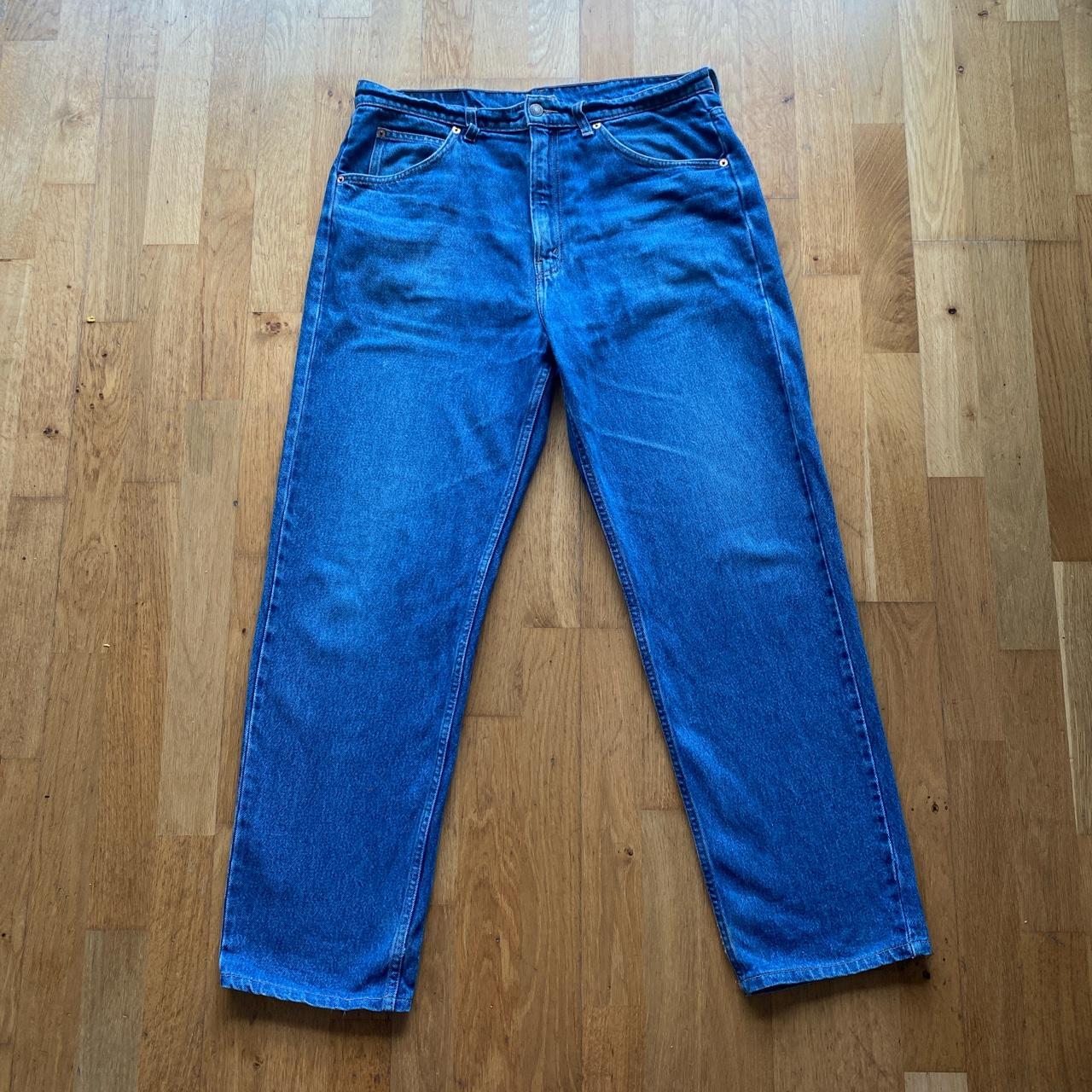 Vintage blue denim Levi’s jeans. Great jeans in a... - Depop