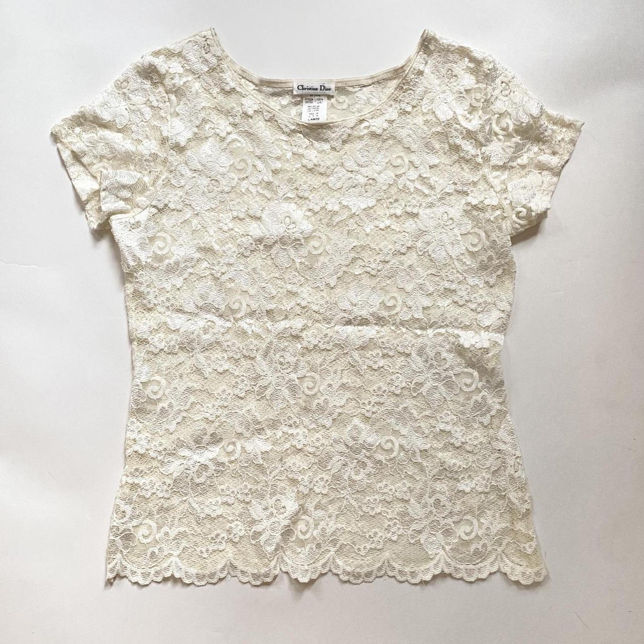 christian dior vintage off-white sheer lace... - Depop