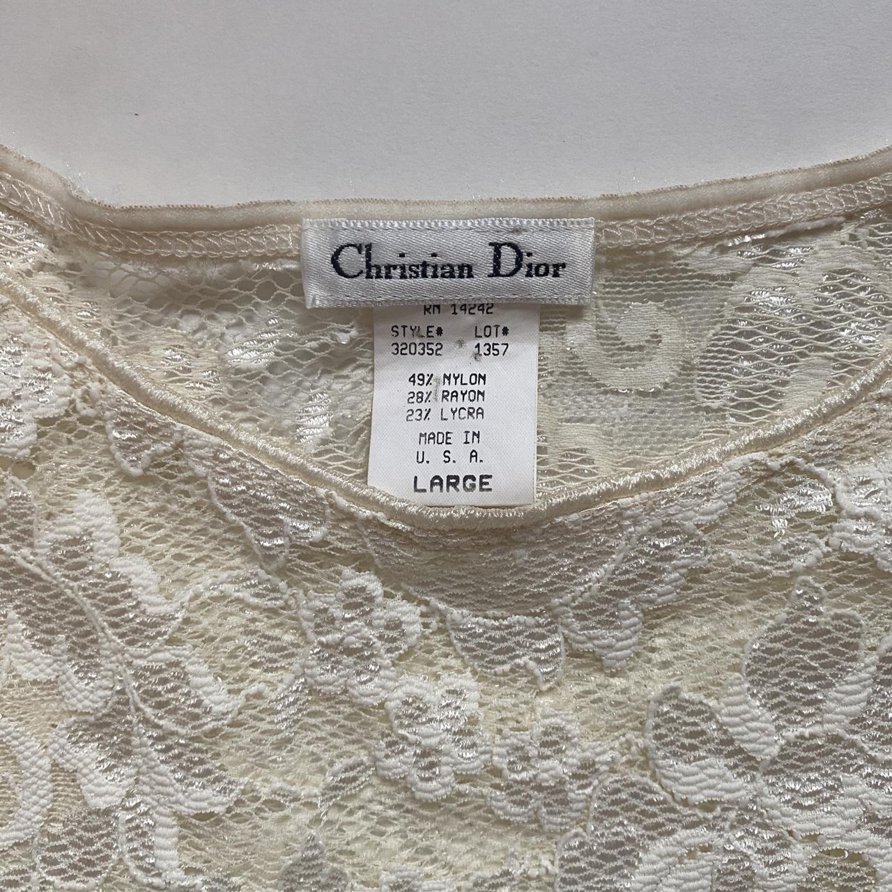 christian dior vintage off-white sheer lace... - Depop