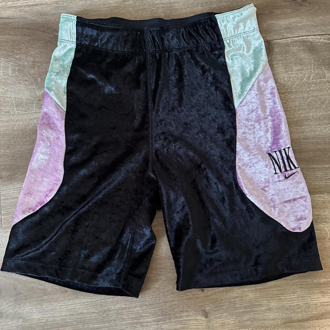 vintage velvet material nike biker shorts. super. Depop