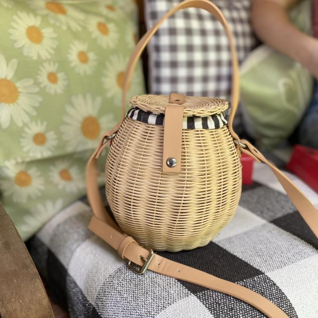 Zara Raffia bag picnic bag basket zara Depop