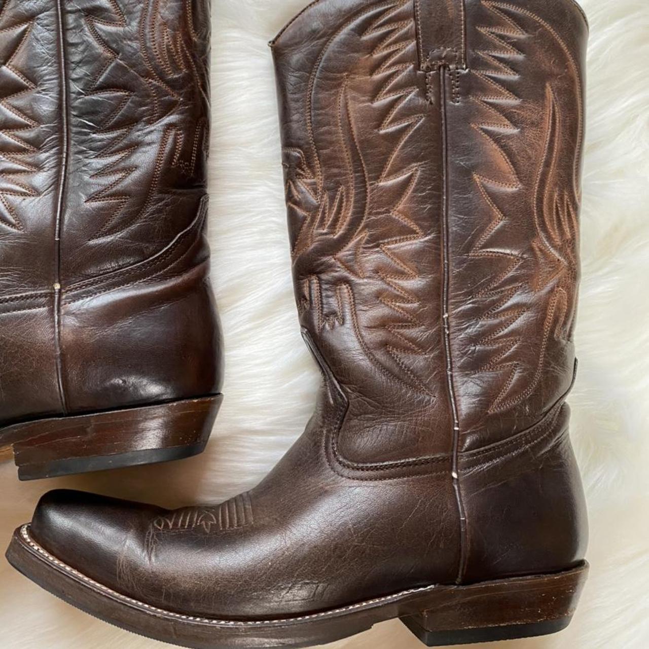  Buffalo Leather Cowboy Boots Genuine Leather... Depop