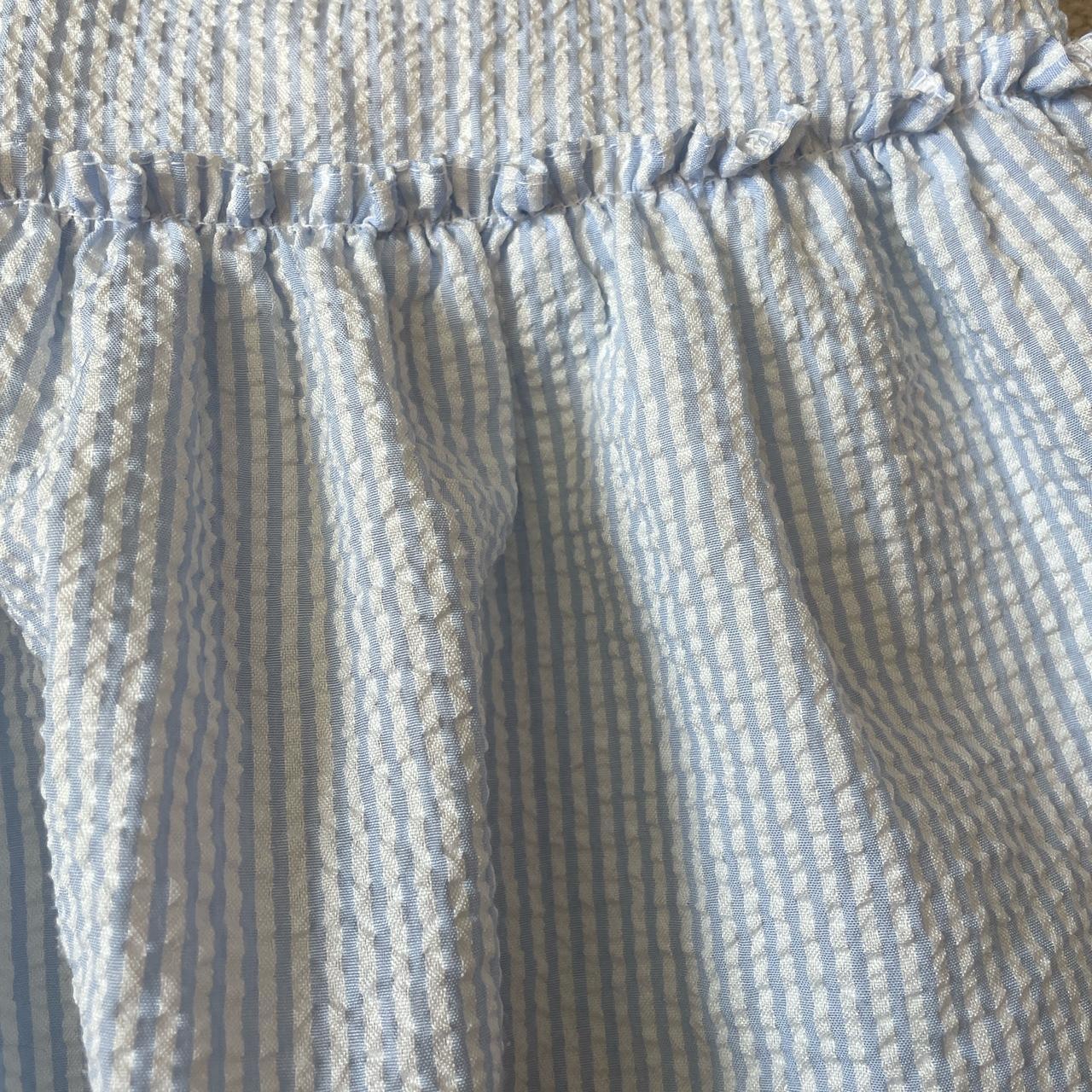 Cute blue and white striped mini skirt. Size 6/8.... - Depop