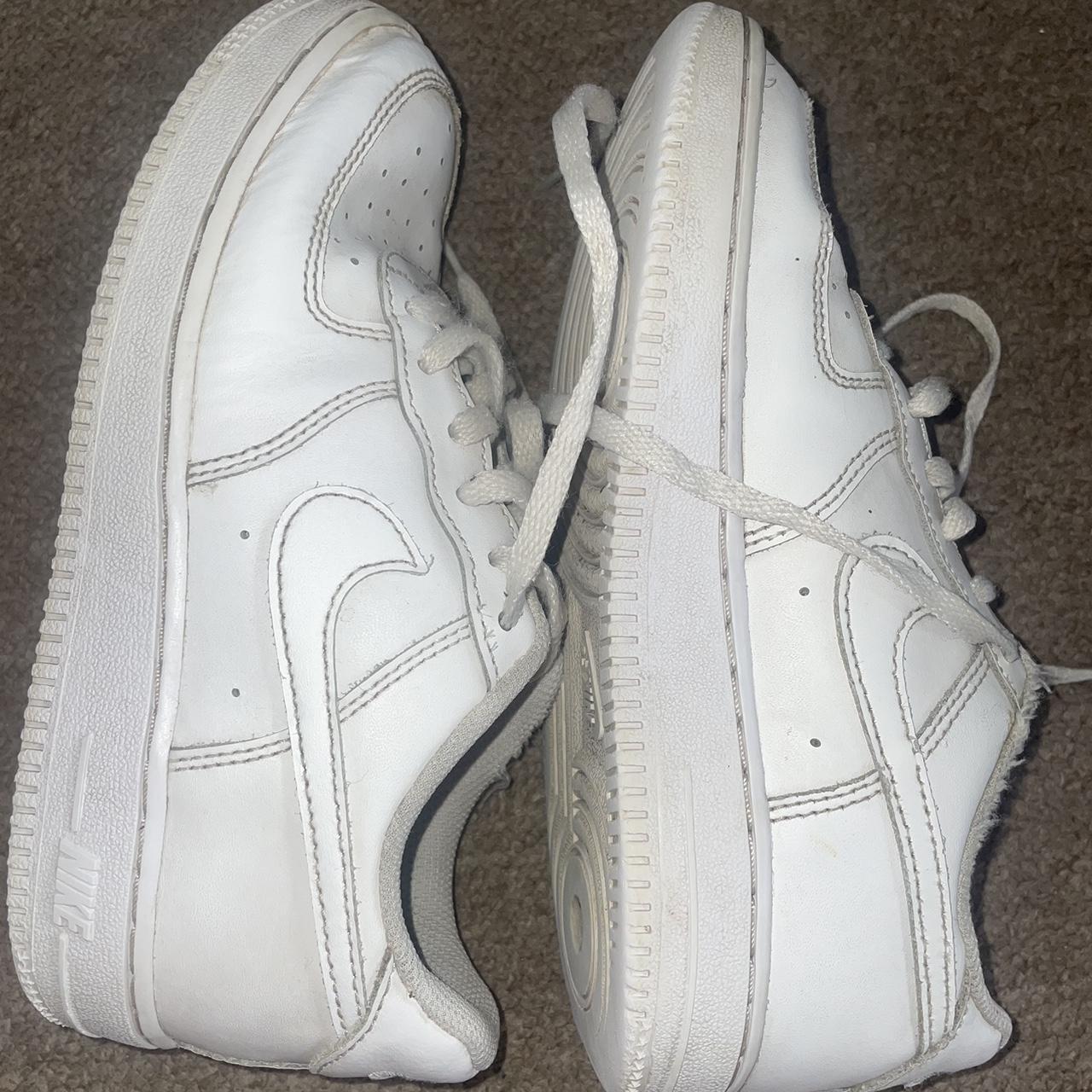 White Nike Air Forces Used but Good Condition size... - Depop