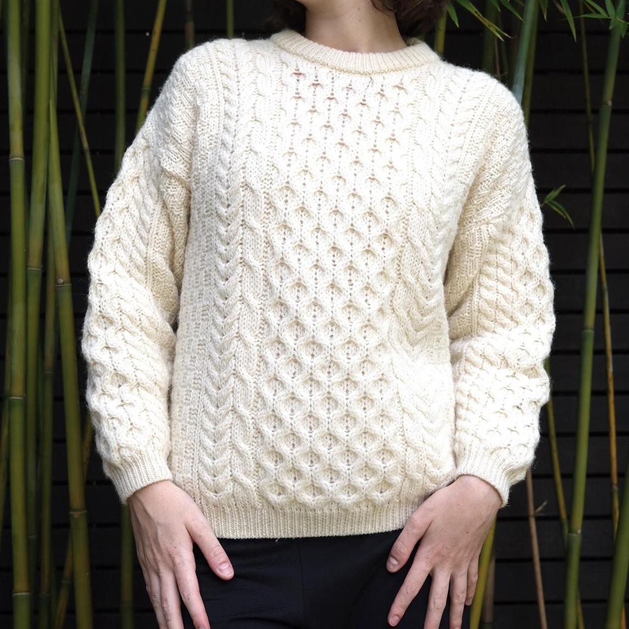 BRITISH WOOL NATURALLY cream aran jumper Y2k... Depop