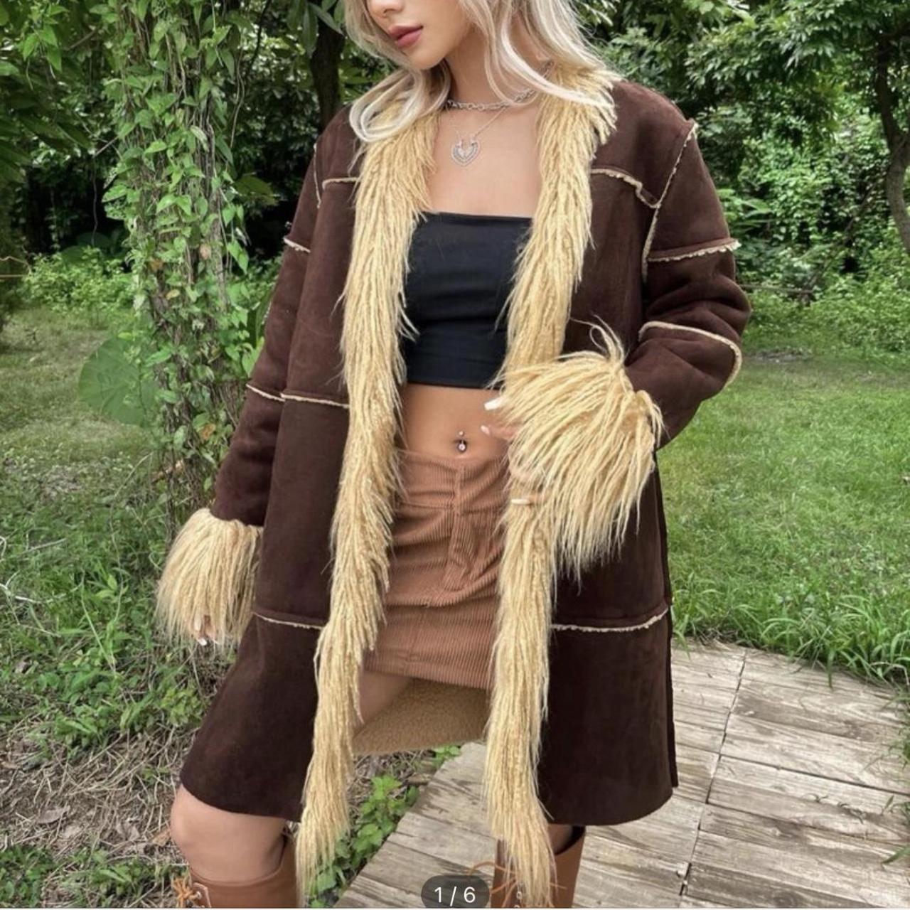 stunning brown afghan coat from shein, in