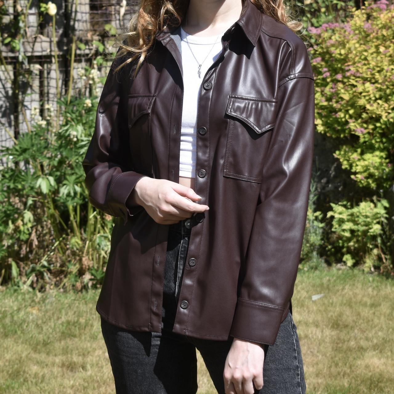 Bershka Brown Leather Shirt Size XS S fits