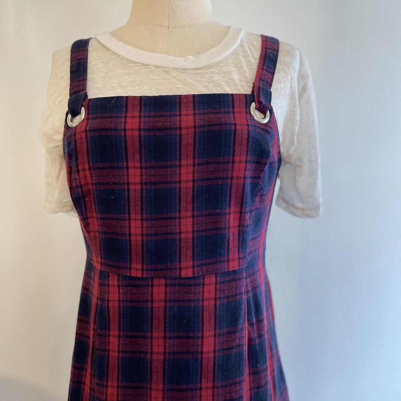 Plaid Flannel Jumper Mini Grommet detail