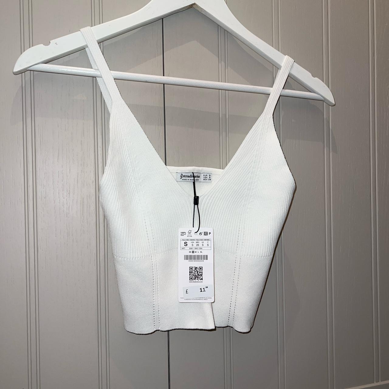 Stradivarius Women S White Crop Top Depop