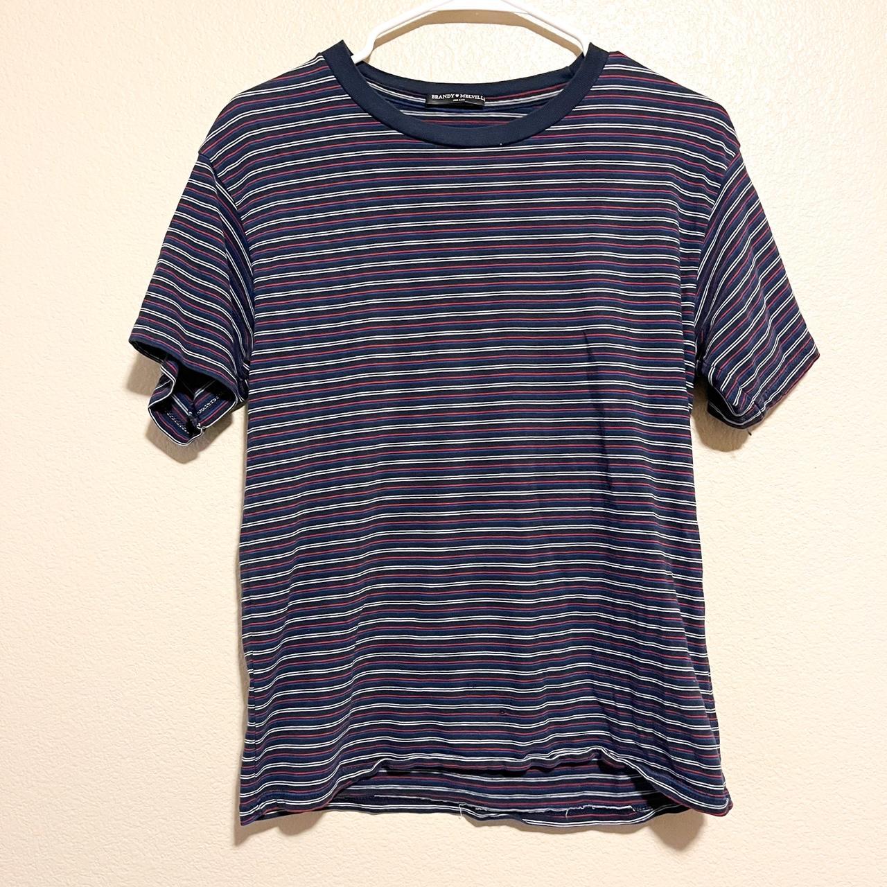 Brandy Melville striped shirt. Blue with red and... - Depop