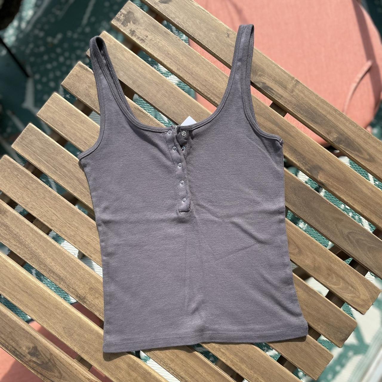 Brandy Melville John Galt Grey Simone Tank with snap - Depop