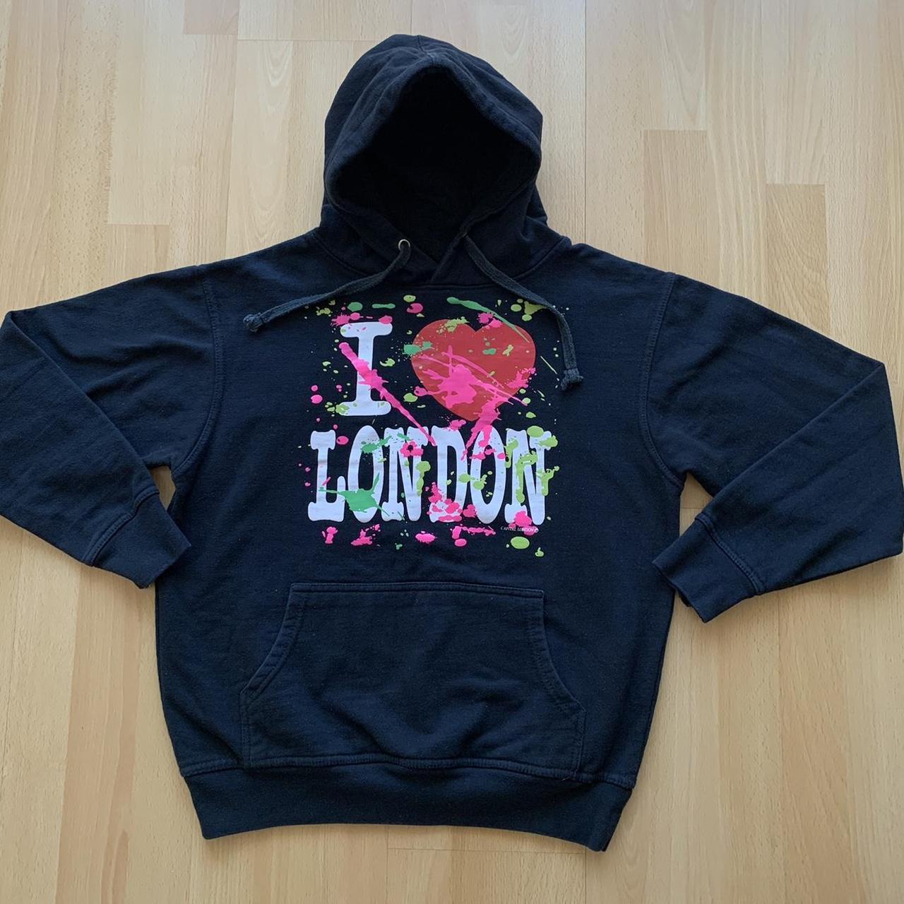 Vintage black I London hoodie Size Small Length. Depop