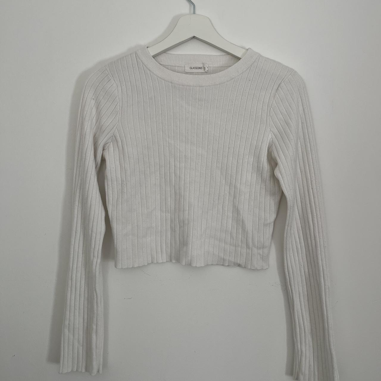 White ribbed long sleeve Cropped From Glassons Depop