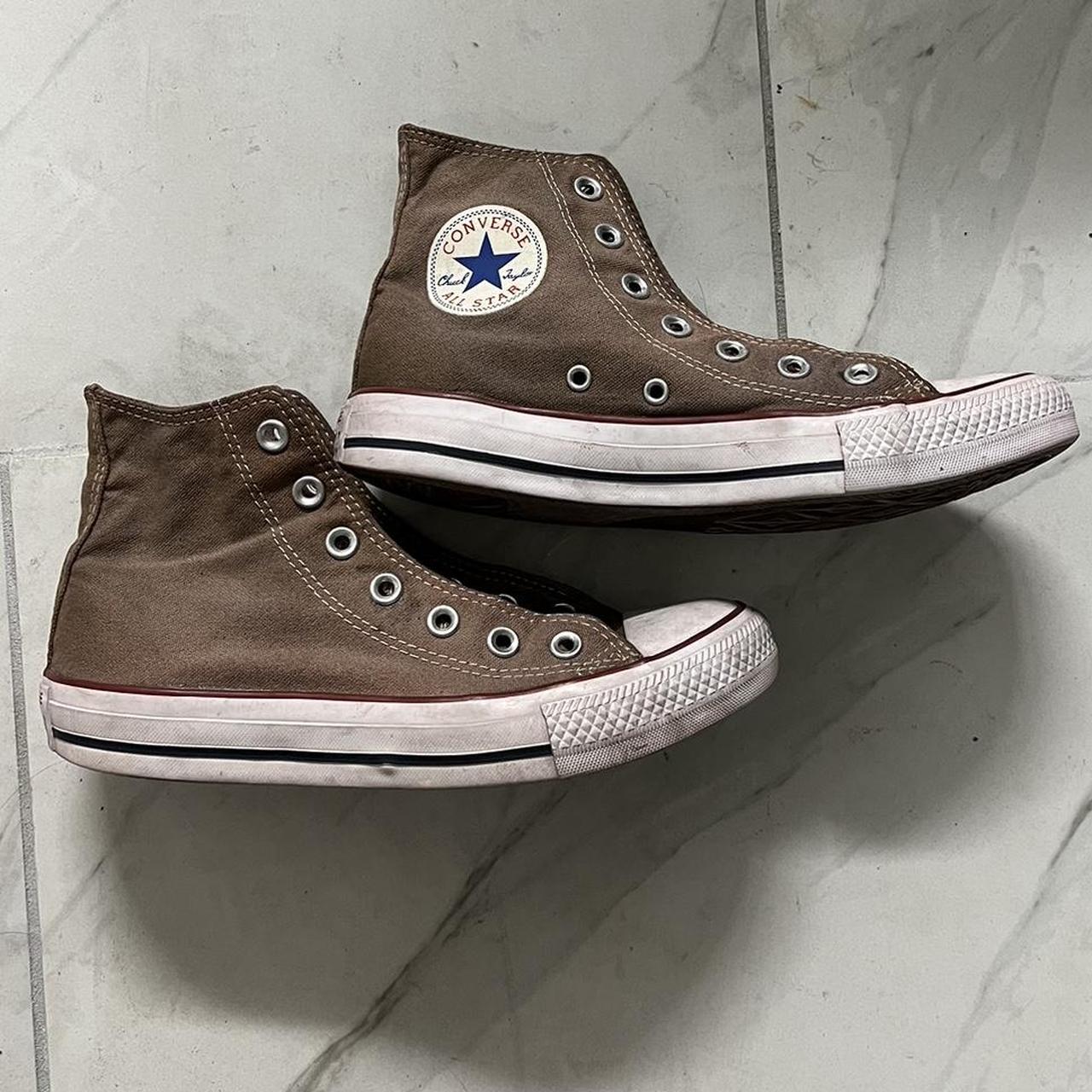 brown hightop converses dyed these myself so... Depop