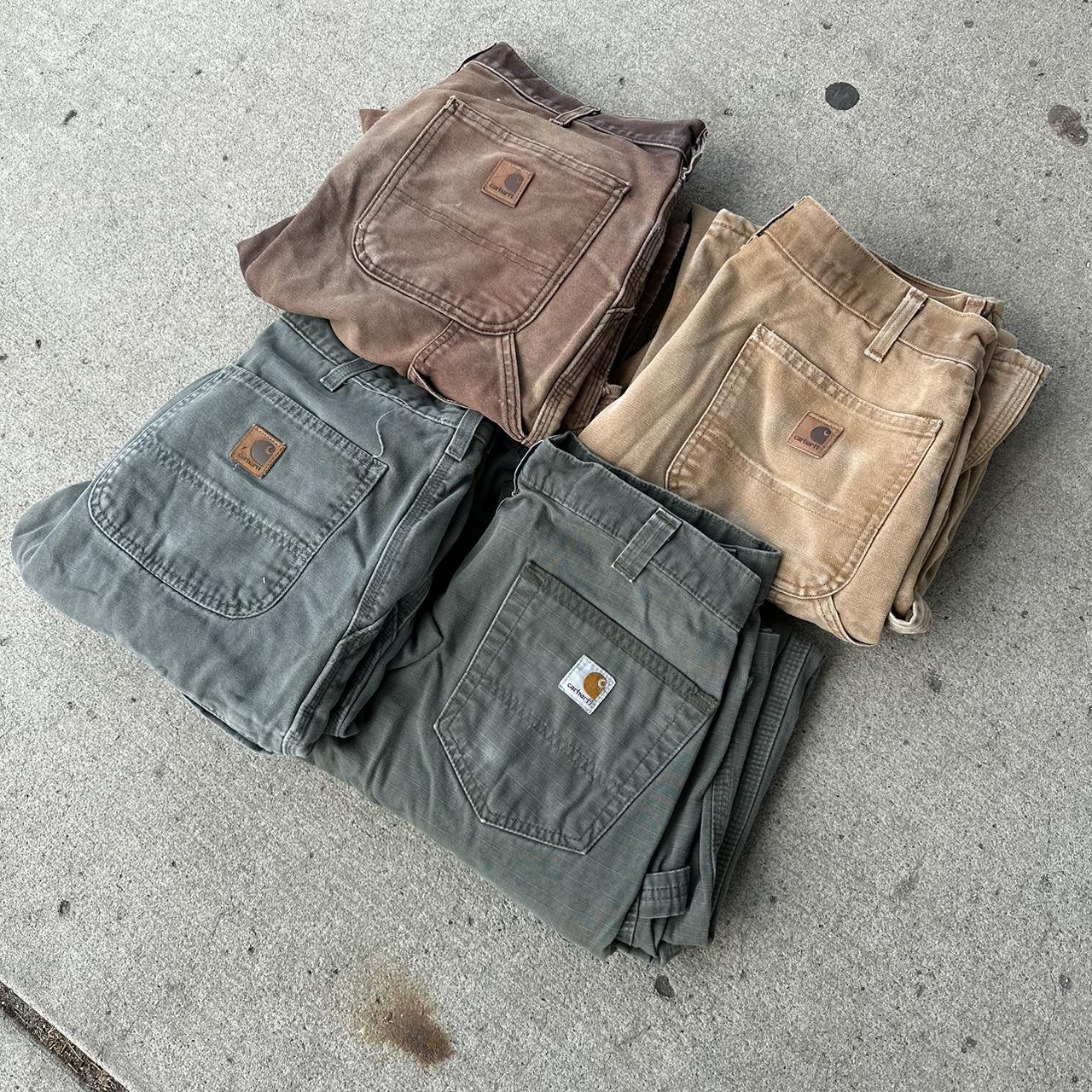Carhartt Men's Brown and Grey Trousers | Depop