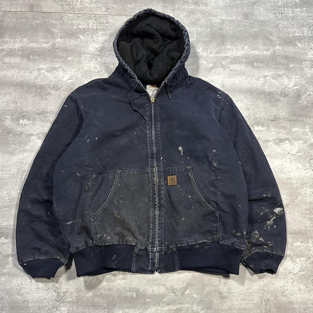 Vintage Y2K Boxy Paint Stained Navy Carhartt... - Depop