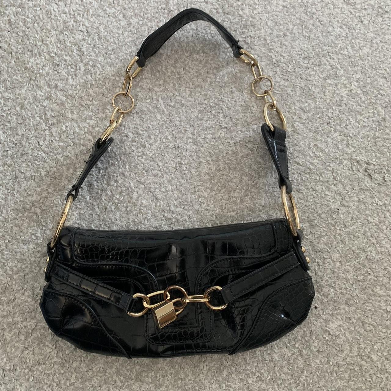 ASOS shoulder bag black shoulder bag with gold... - Depop