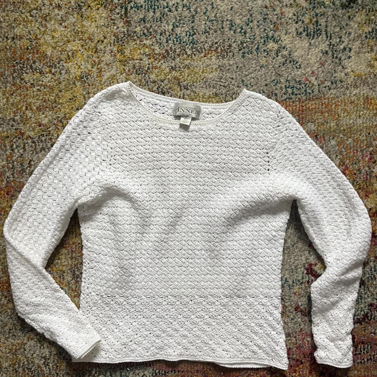 Cute white crochet sweater! - Depop