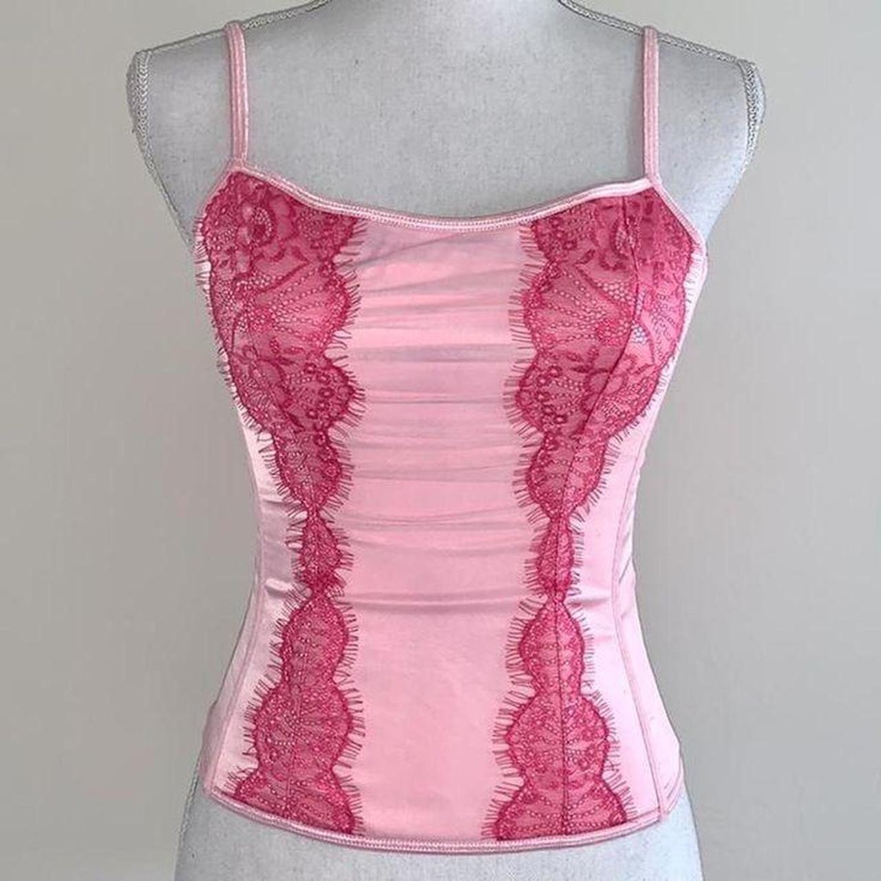 beautiful two tone lace pink corset top from... Depop