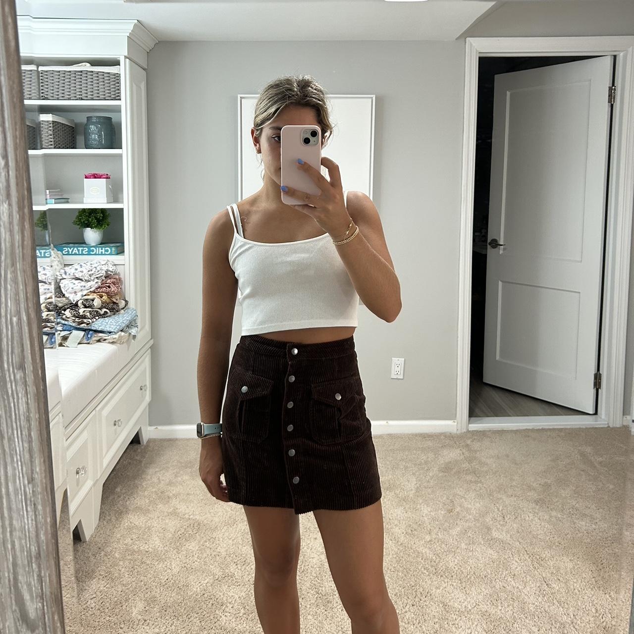 Button down corduroy skirt best sale