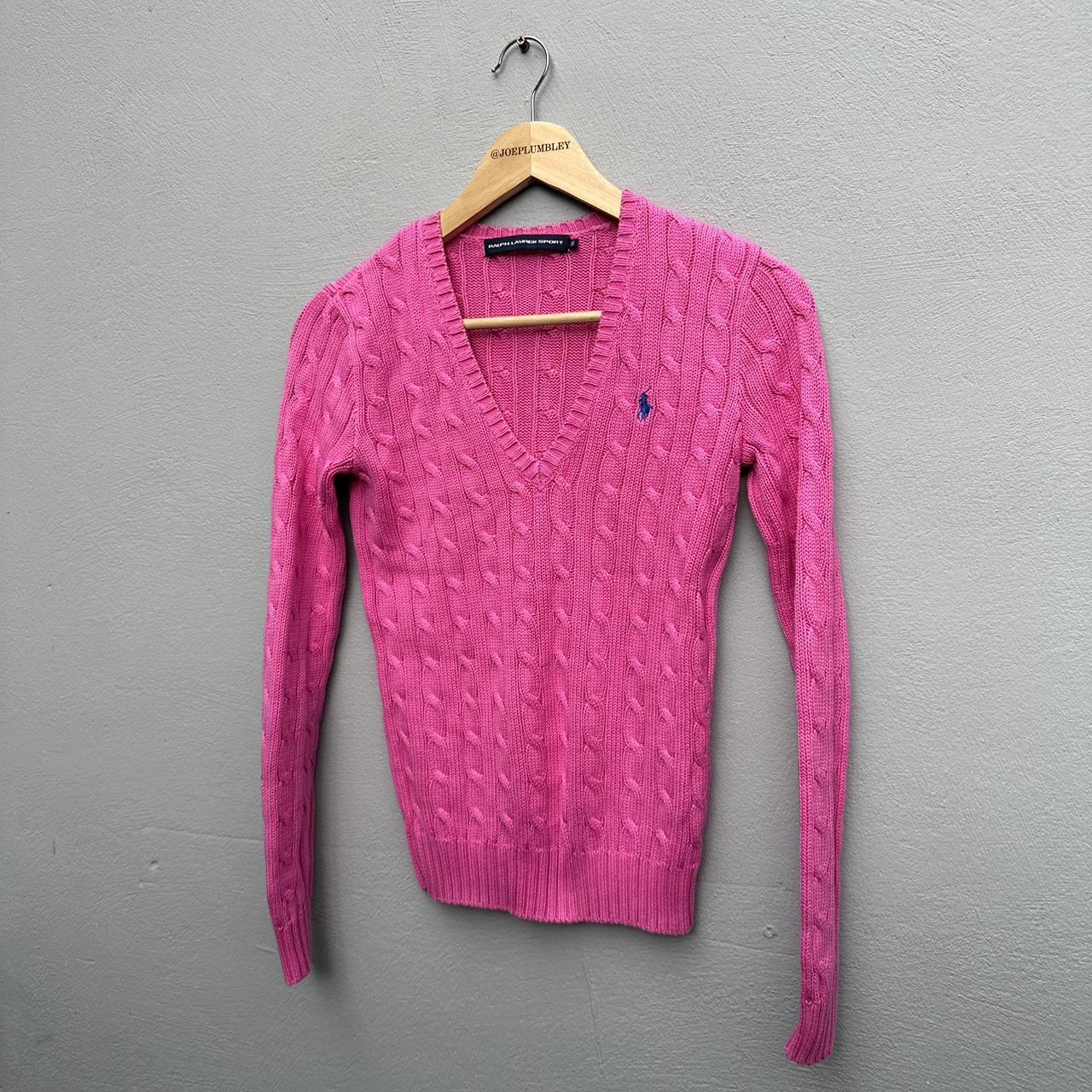 Vintage Retro Ralph Lauren Jumper In Pink With Navy - Depop