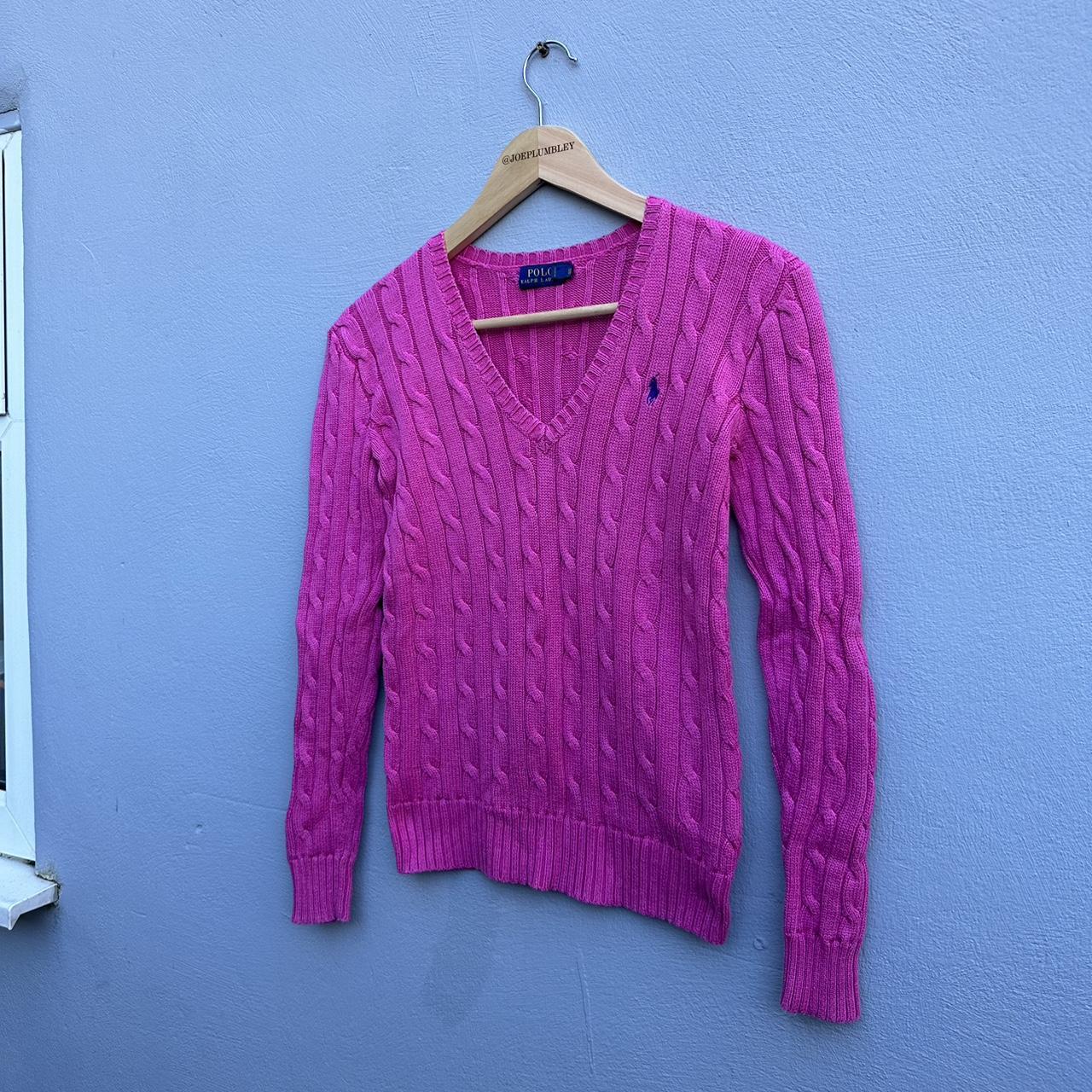 VINTAGE RETRO RALPH LAUREN JUMPER IN PINK WITH... - Depop