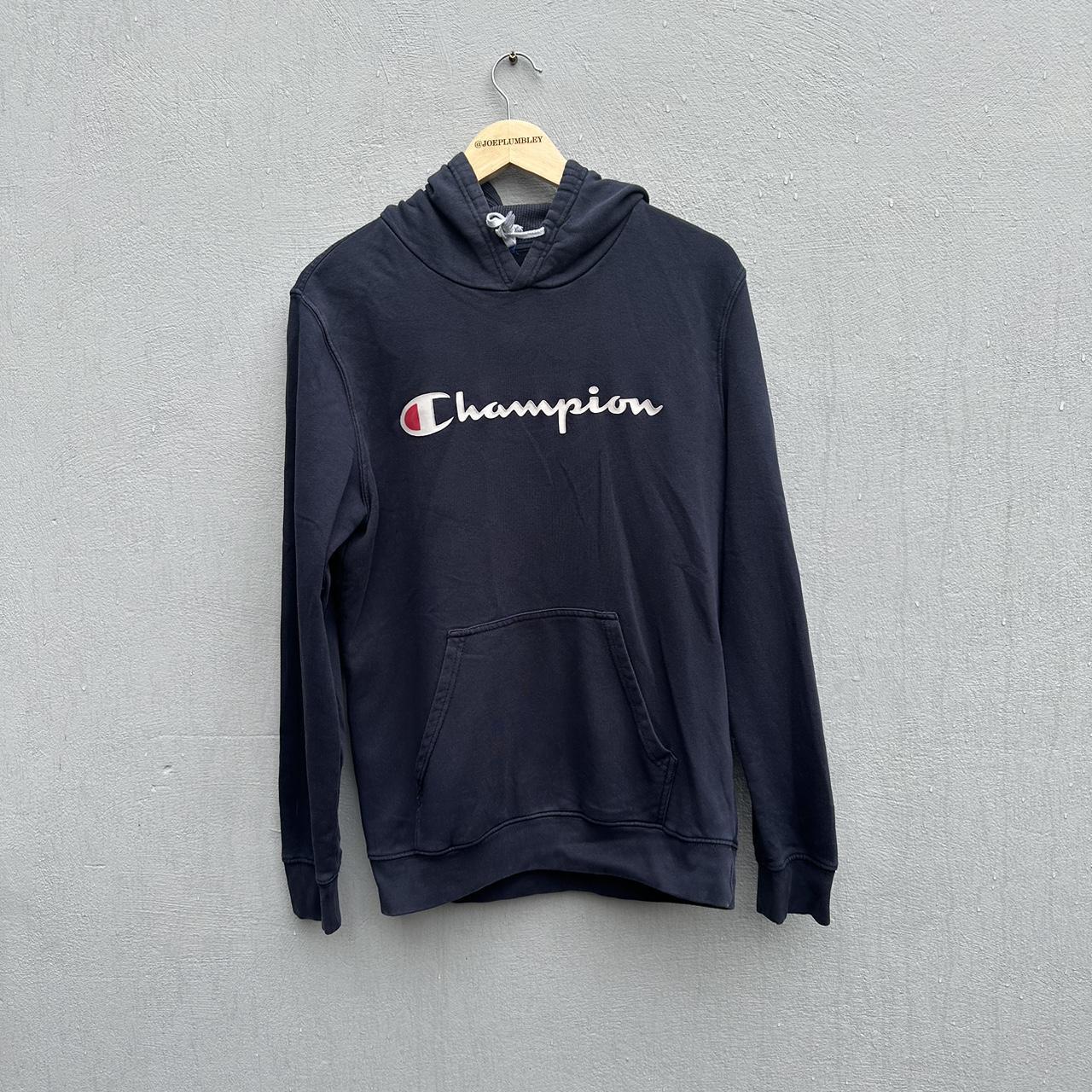 Champion Men's Navy and White Hoodie | Depop