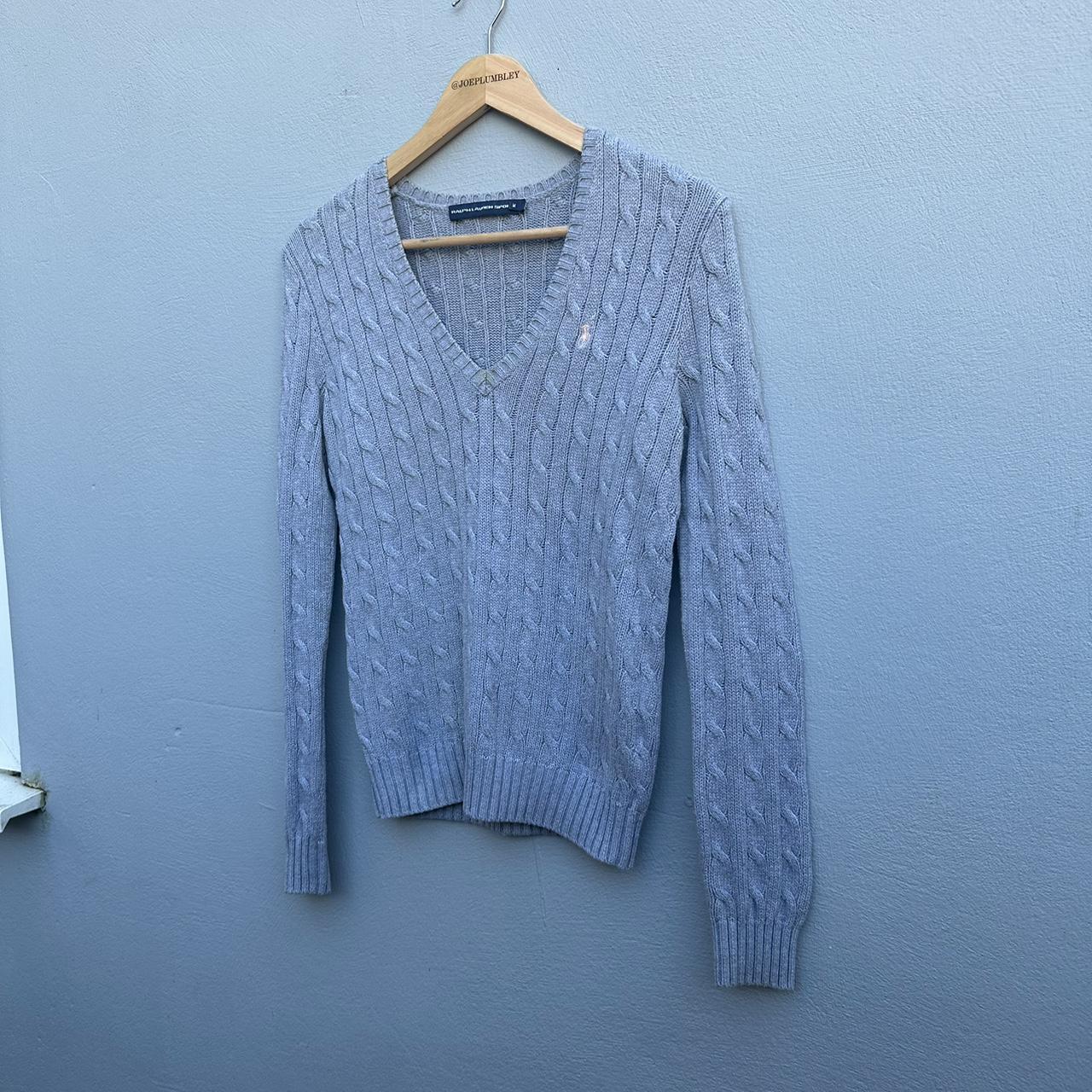 Ralph Lauren Women's Grey and Pink Jumper Depop