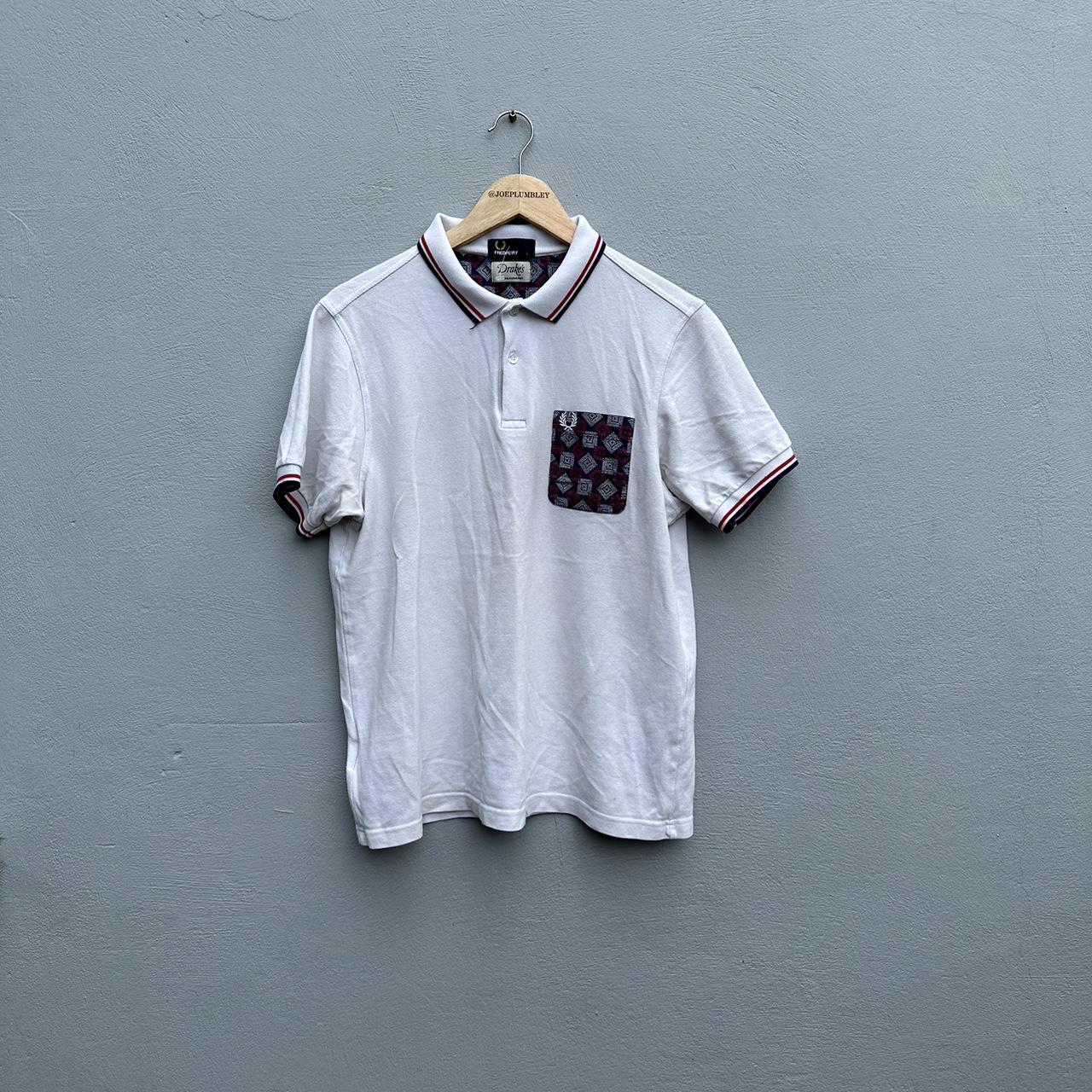 VINTAGE RETRO FRED PERRY POLO SHIRT IN WHITE WITH... - Depop