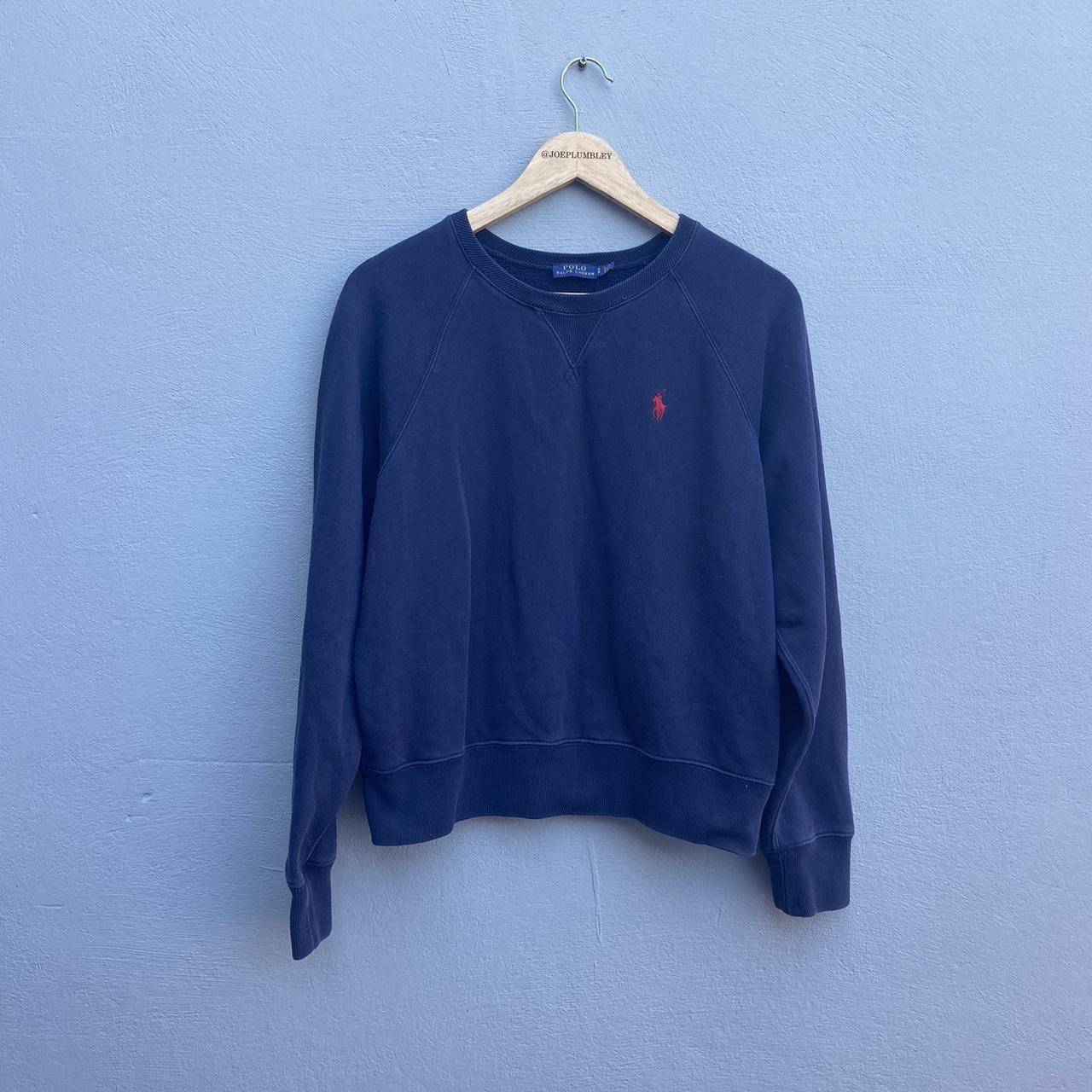 VINTAGE RETRO RALPH LAUREN SWEATSHIRT IN NAVY WITH… - Depop