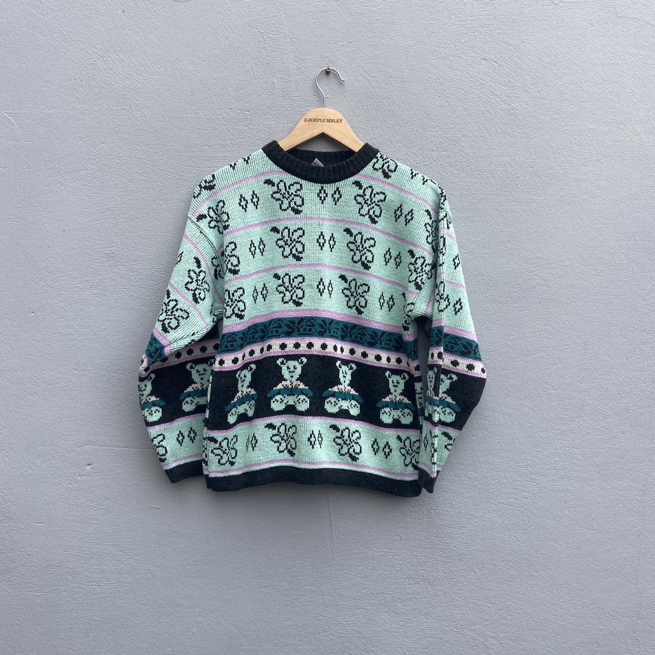 VINTAGE RETRO GRANDMA JUMPER IN BLUE WITH COSY... Depop