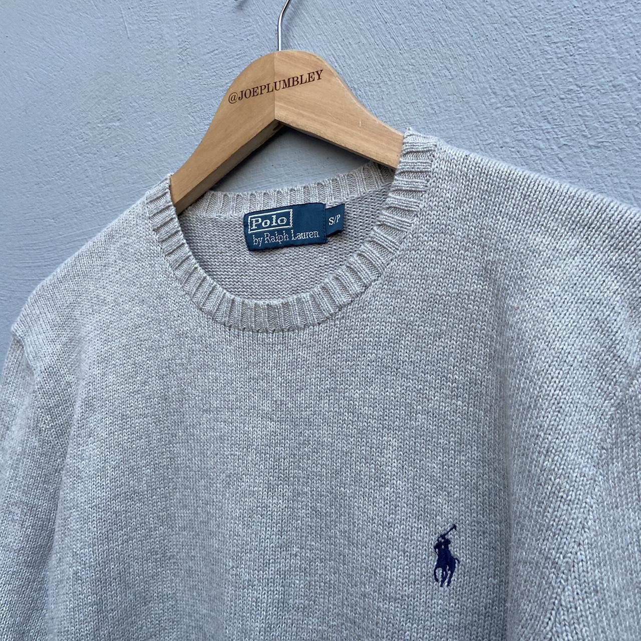 VINTAGE RETRO RALPH LAUREN JUMPER IN GREY WITH NAVY... - Depop