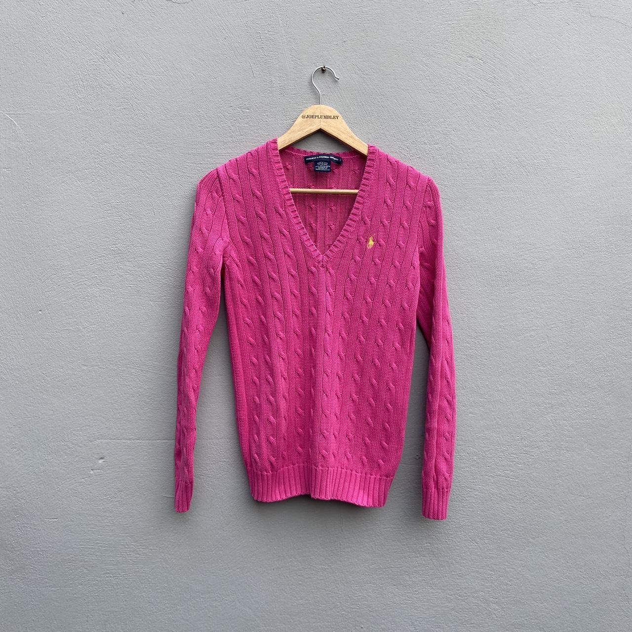 VINTAGE RETRO RALPH LAUREN JUMPER IN PINK WITH... - Depop