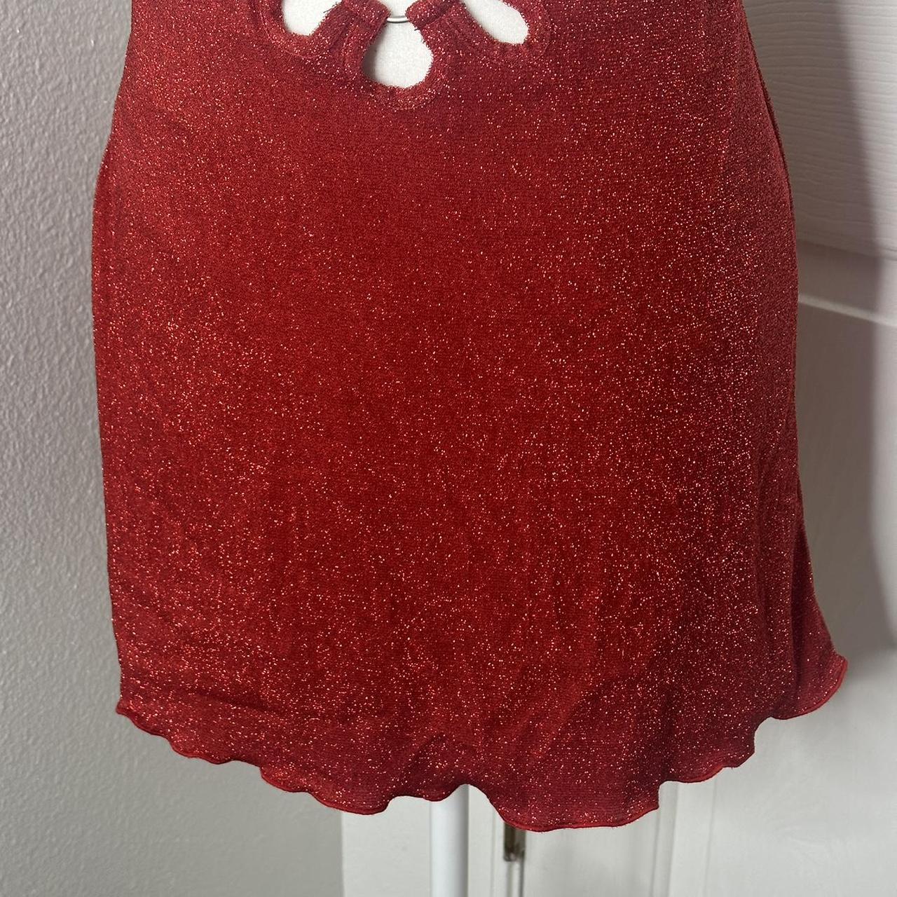 Princess Polly red sparkly mini skirt Depop