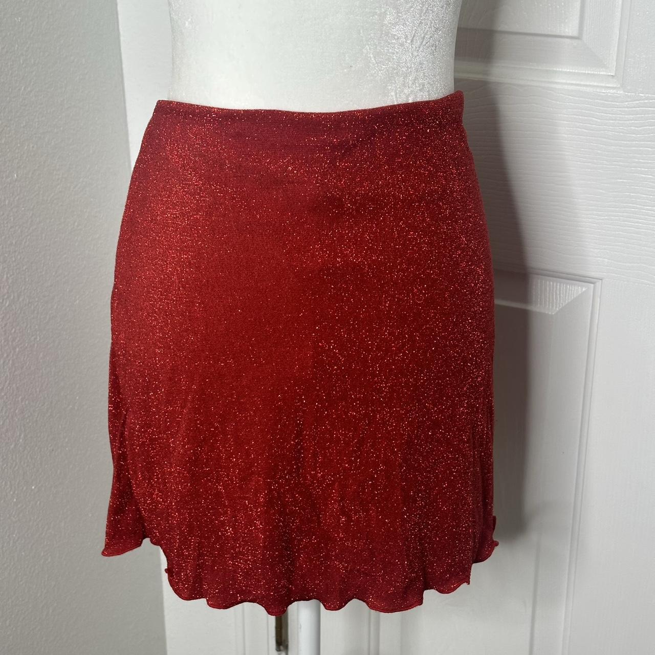 Princess Polly red sparkly mini skirt Depop