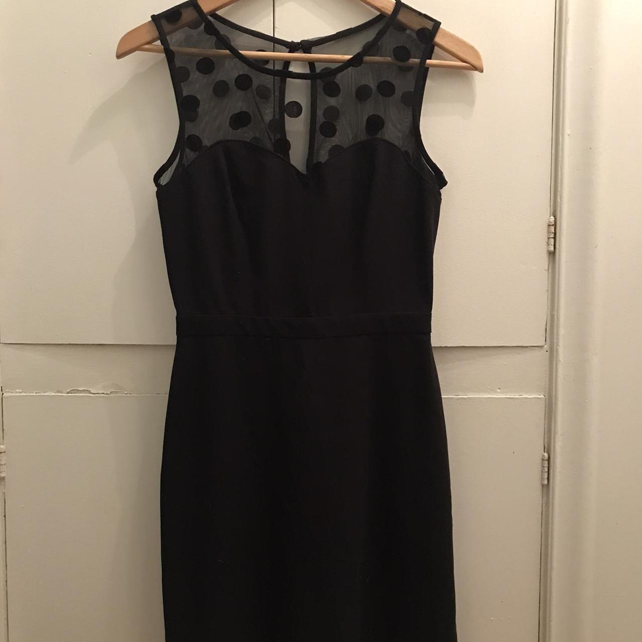 Black LC Lauren Conrad dress with mesh polka dots at - Depop