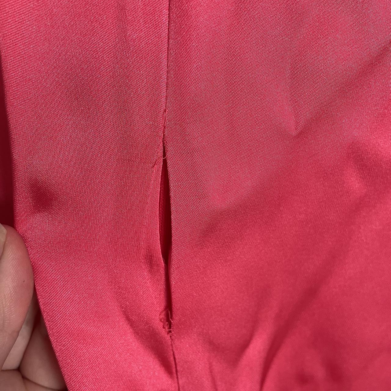 Hot pink halter neck satin jumpsuit from Zara Size... Depop