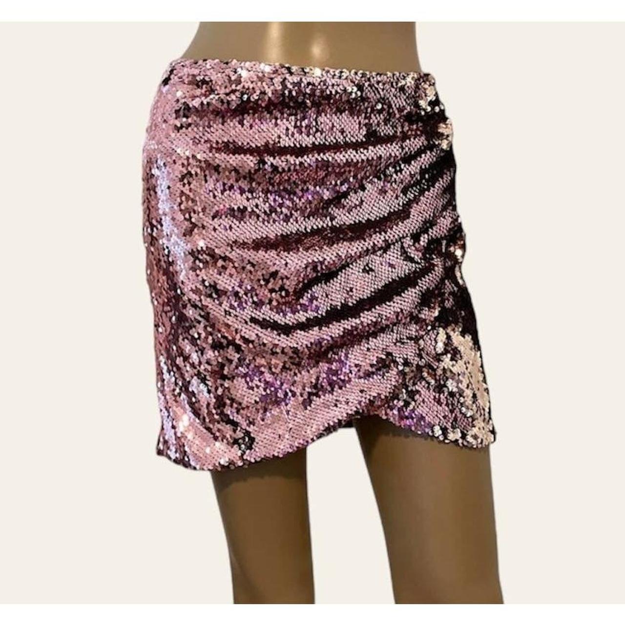 Pink metallic hotsell sequin skirt