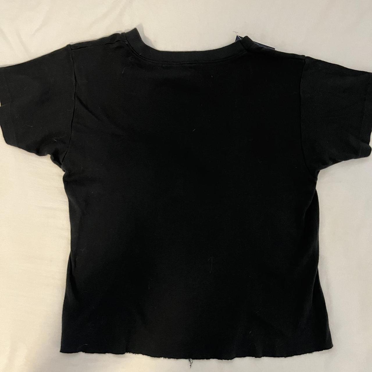 brandy melville black graphic raw hem crop top has... - Depop